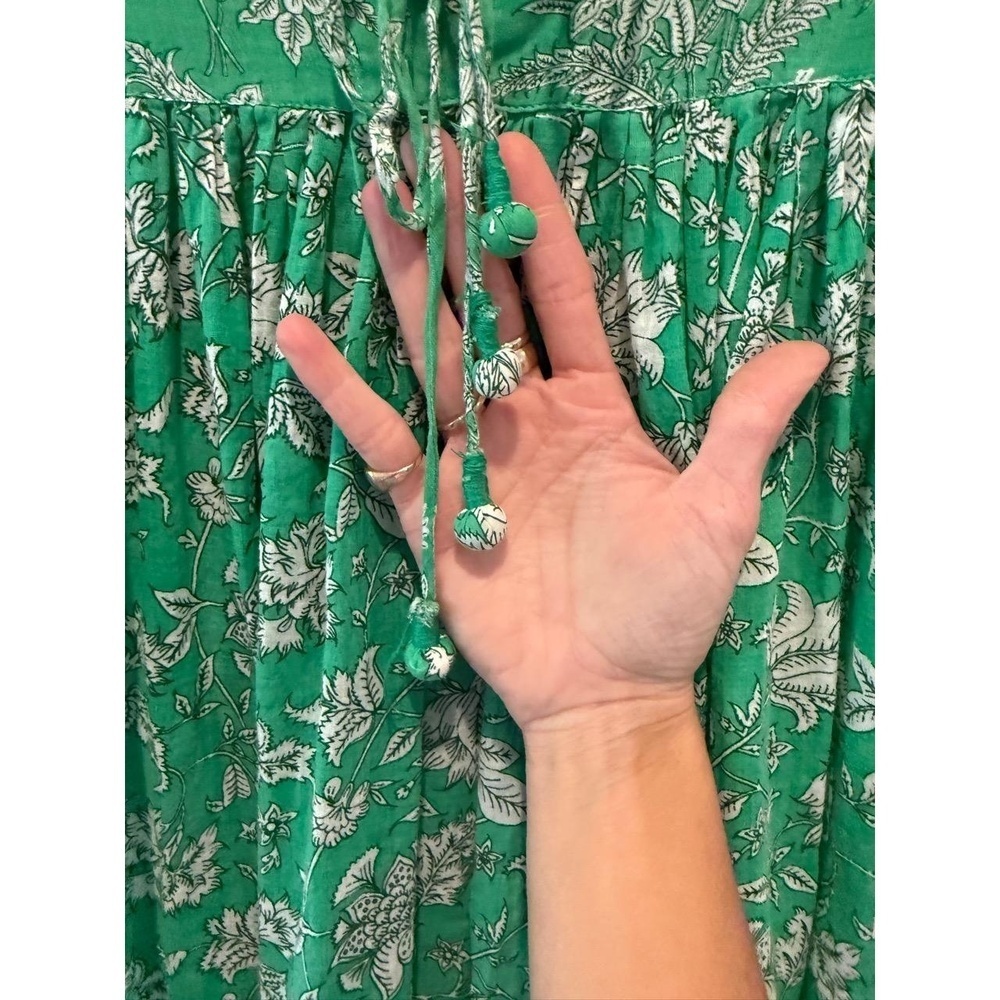 Tuckernuck Ro’s Garden Green Bataca Seychelles Short Tunic Blouse size XS EUC - Picture 3 of 11